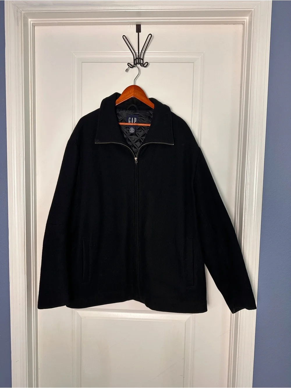 Vintage Y2K GAP Men’s Black Quilted lined wool Jacket